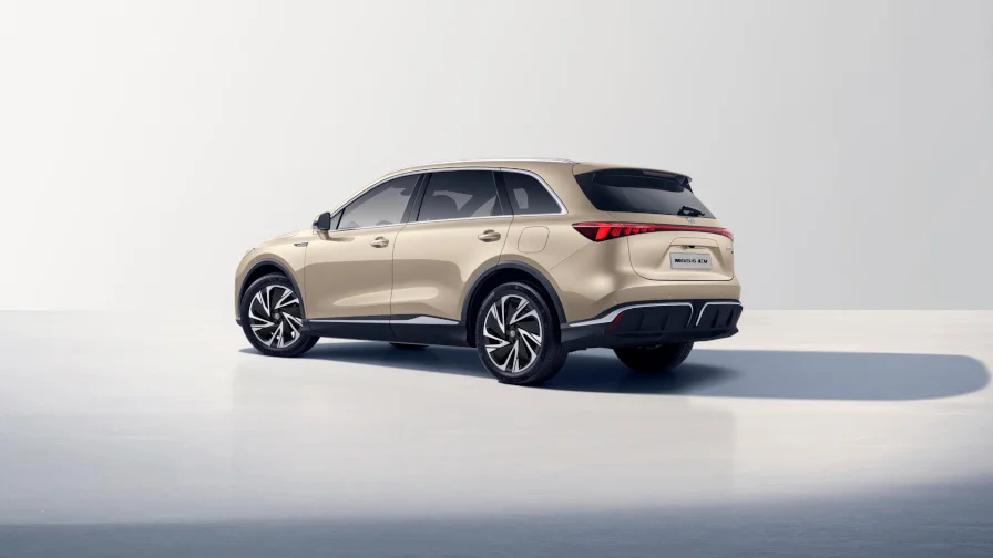 MG S6 EV electric SUV, rear three-quarter view