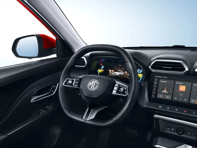 Interior cabin of the new MG ZS featuring 12.3-inch infotainment display.